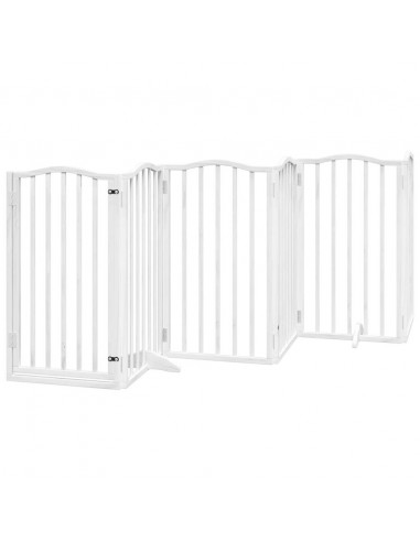 Cancello Cani Porta Pieghevole Bianco 9 Pannelli 450 cm Pioppo