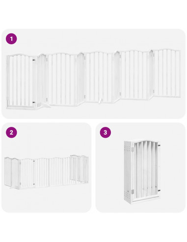 Cancello Cani Porta Pieghevole Bianco 9 Pannelli 450 cm Pioppo