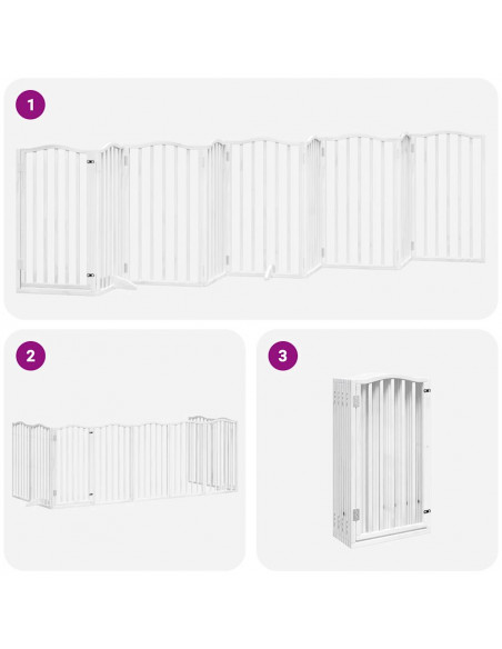 Cancello Cani Porta Pieghevole Bianco 9 Pannelli 450 cm Pioppo