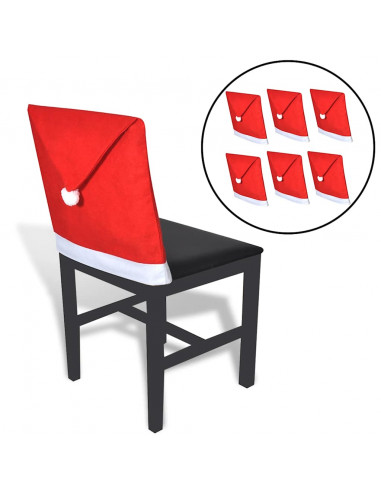 Copri Schienale da Sedia Set 6 pz Cappello Babbo Natale