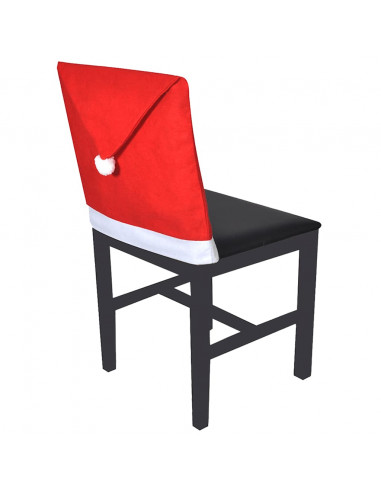 Copri Schienale da Sedia Set 6 pz Cappello Babbo Natale