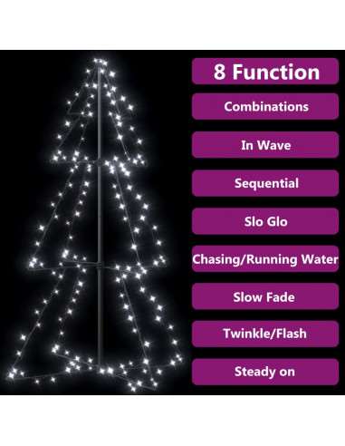 Albero di Natale a Cono 160 LED per Interni Esterni 78x120 cm