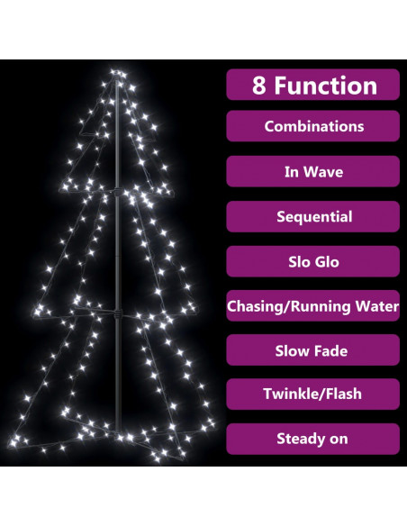Albero di Natale a Cono 160 LED per Interni Esterni 78x120 cm