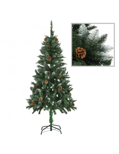 Albero di Natale Artificiale Preilluminato con Pigne 150 cm