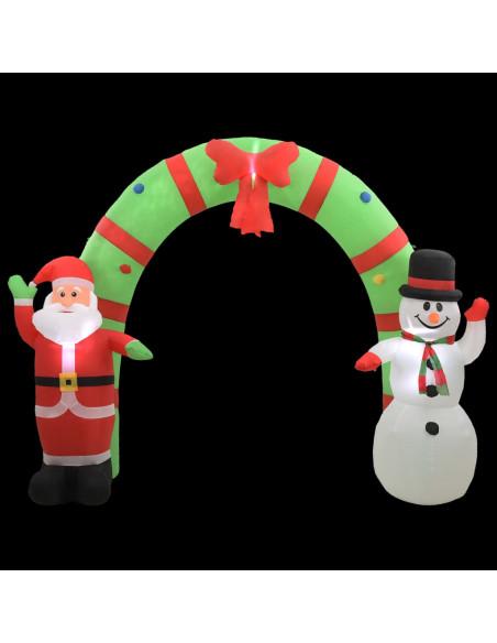 Arco con Babbo Natale Gonfiabile e Pupazzo di Neve LED 223 cm