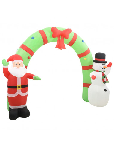 Arco con Babbo Natale Gonfiabile e Pupazzo di Neve LED 223 cm