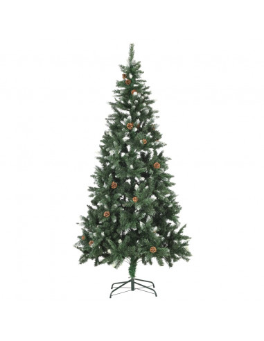 Albero di Natale Artificiale Preilluminato con Pigne 210 cm
