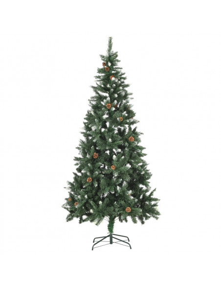 Albero di Natale Artificiale Preilluminato con Pigne 210 cm