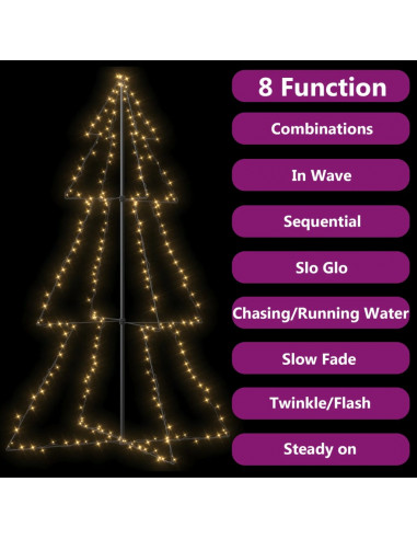 Albero di Natale a Cono 240 LED per Interni Esterni 118x180 cm