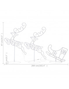 Decorazione Slitta Renne in Acrilico 260x21x87cm Bianco Freddo
