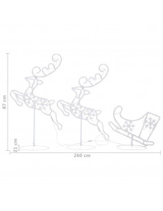 Decorazione Slitta Renne in Acrilico 260x21x87 cm Colorata