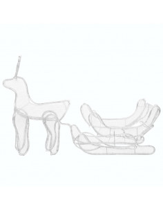 Decorazione Luminosa Natalizia Slitta e Renna con Rete 432 LED