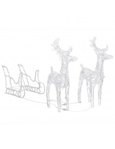 Decorazione Natalizia Renne e Slitta 160 LED 130 cm in Acrilico