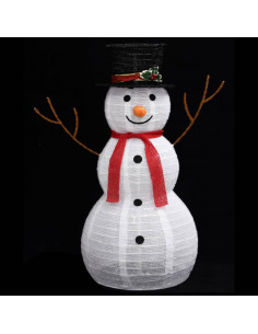 Figura Natalizia Pupazzo di Neve a LED Tessuto Pregiato 90 cm