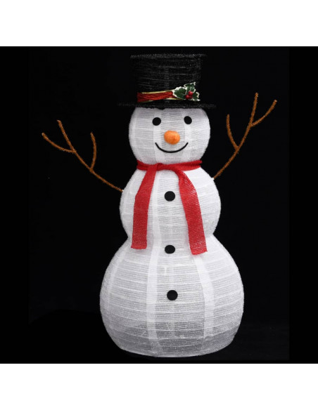 Figura Natalizia Pupazzo di Neve a LED Tessuto Pregiato 90 cm