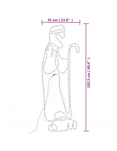 Figura Natalizia di Pastore e Agnello con 168 LED 102,5x35 cm