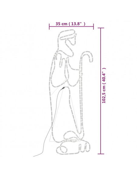 Figura Natalizia di Pastore e Agnello con 168 LED 102,5x35 cm
