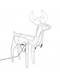 Figura Natale Renna Testa Mobile Bianco Freddo 76x42x87 cm