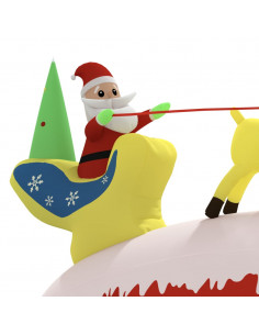 Decorazione Natalizia Babbo Natale e Renne Gonfiabili LED 145cm
