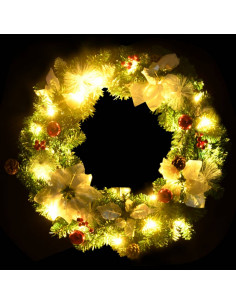 Ghirlanda Natalizia con Luci LED Verde 60 cm PVC