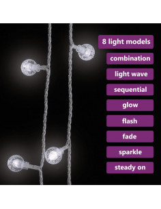 Filo di Luci Sferiche 40 m 400 LED Bianco Freddo 8 Funzioni