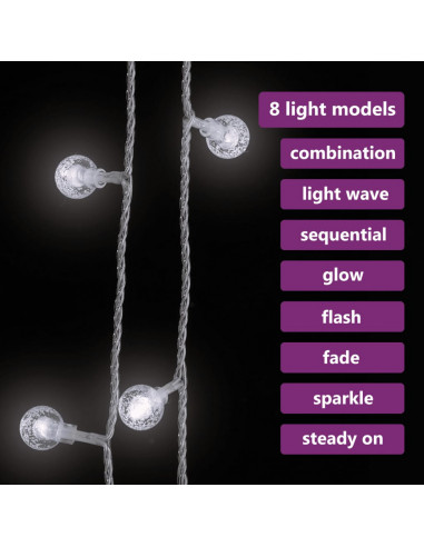 Filo di Luci Sferiche 40 m 400 LED Bianco Freddo 8 Funzioni