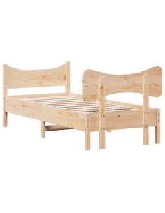 Giroletto con Testiera 90x200 cm in Legno Massello di Pino