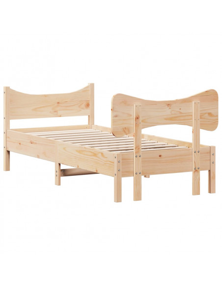 Giroletto con Testiera 90x200 cm in Legno Massello di Pino