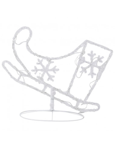 Decorazione Slitta Renne in Acrilico 260x21x87cm Bianco Caldo