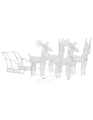 Decorazione Natalizia Renne e Slitta 280x28x55 cm in Acrilico