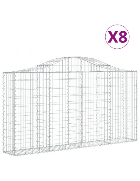 Cesti Gabbioni ad Arco 8 pz 200x30x100/120 cm Ferro Zincato