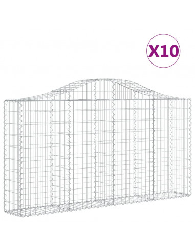 Cesti Gabbioni ad Arco 10 pz 200x30x100/120 cm Ferro Zincato