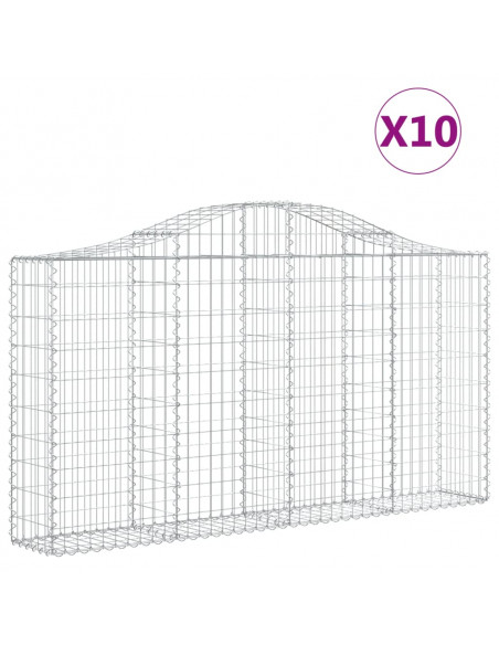 Cesti Gabbioni ad Arco 10 pz 200x30x100/120 cm Ferro Zincato