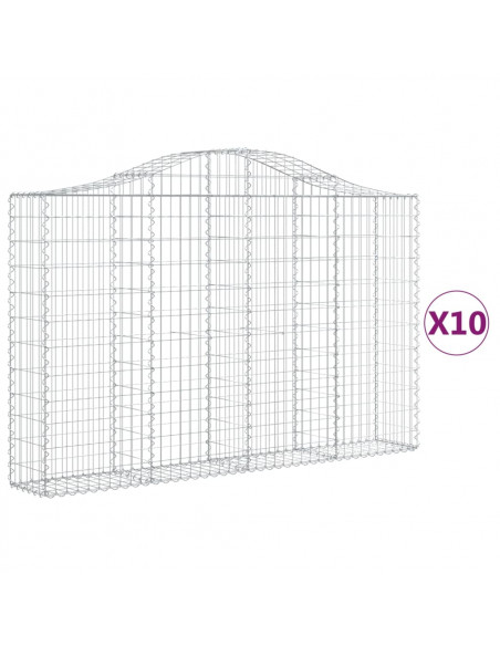 Cesti Gabbioni ad Arco 10 pz 200x30x120/140 cm Ferro Zincato
