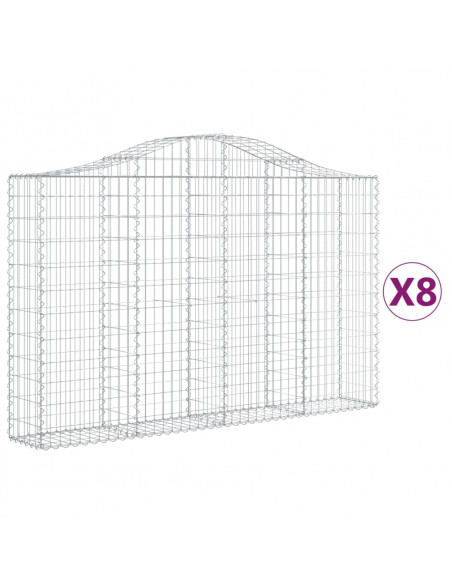 Cesti Gabbioni ad Arco 8 pz 200x30x120/140 cm Ferro Zincato