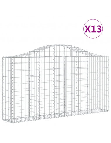 Cesti Gabbioni ad Arco 13 pz 200x30x100/120 cm Ferro Zincato