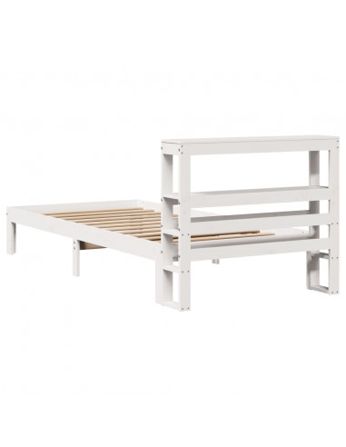 Giroletto con Testiera Bianco 100x200 cm Legno Massello di Pino