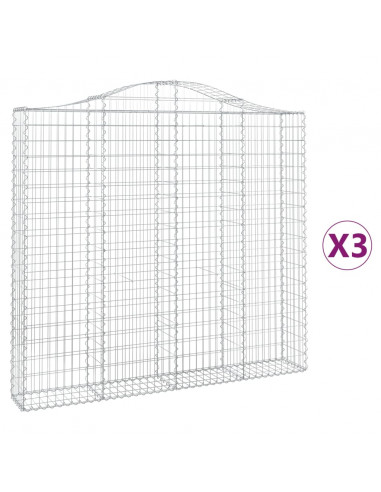 Cesti Gabbioni ad Arco 3 pz 200x30x180/200 cm Ferro Zincato