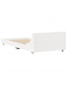 Giroletto con Testiera Bianco 100x200 cm Legno Massello di Pino