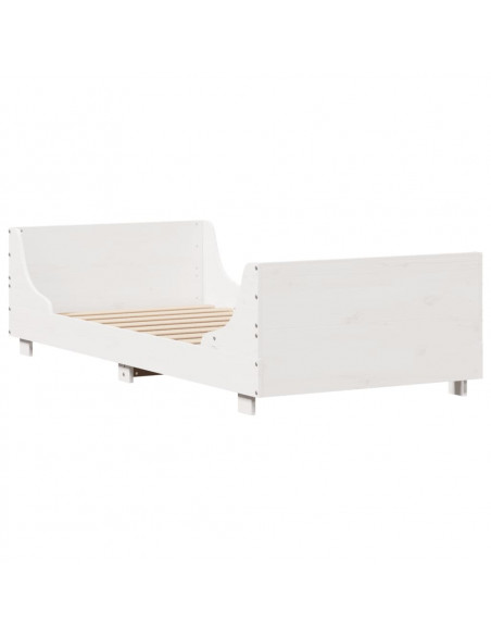 Giroletto con Testiera Bianco 100x200 cm Legno Massello di Pino