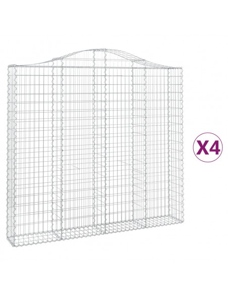 Cesti Gabbioni ad Arco 4 pz 200x30x180/200 cm Ferro Zincato