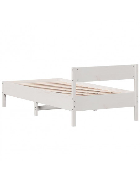 Giroletto con Testiera Bianco 100x200 cm Legno Massello di Pino