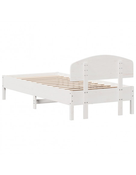 Giroletto con Testiera Bianco 100x200 cm Legno Massello di Pino