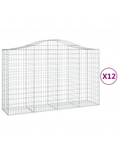 Cesti Gabbioni ad Arco 12 pz 200x50x120/140 cm Ferro Zincato 2