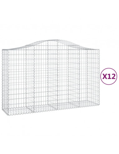 Cesti Gabbioni ad Arco 12 pz 200x50x120/140 cm Ferro Zincato