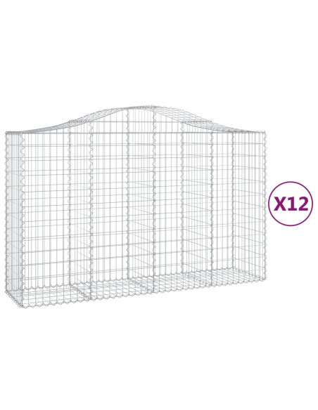 Cesti Gabbioni ad Arco 12 pz 200x50x120/140 cm Ferro Zincato