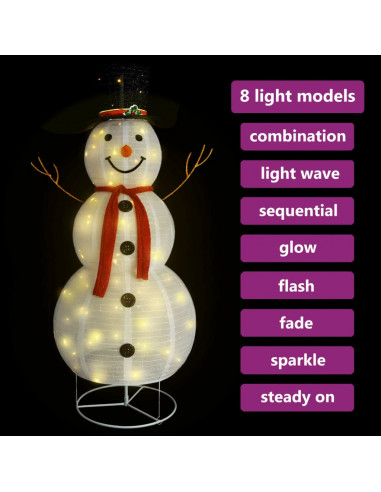 Figura Natalizia Pupazzo di Neve a LED Tessuto Pregiato 180 cm
