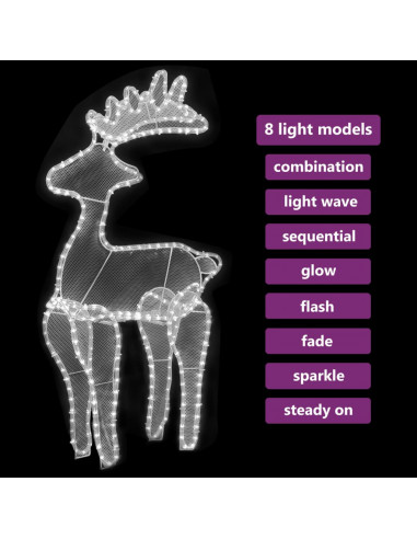 Decorazione Natalizia Renna in Rete con 306 LED 60x24x89cm