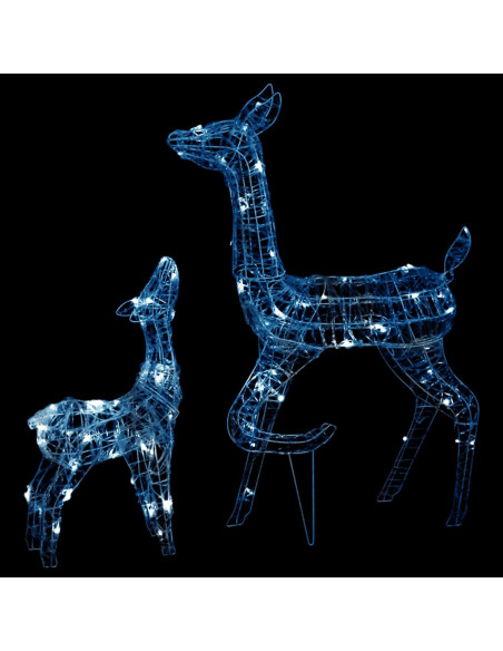 Famiglia di Renne di Natale 160 LED Bianco Freddo in Acrilico