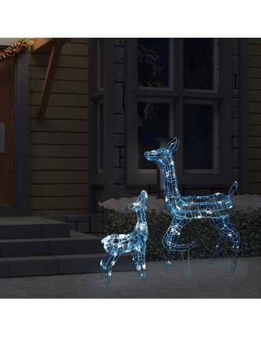 Famiglia di Renne di Natale 160 LED Bianco Freddo in Acrilico